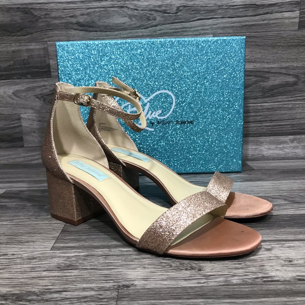 Betsey Johnson Blue Champagne Glitter Heels